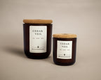 Cedar Veil candles in regular and mini sizes.